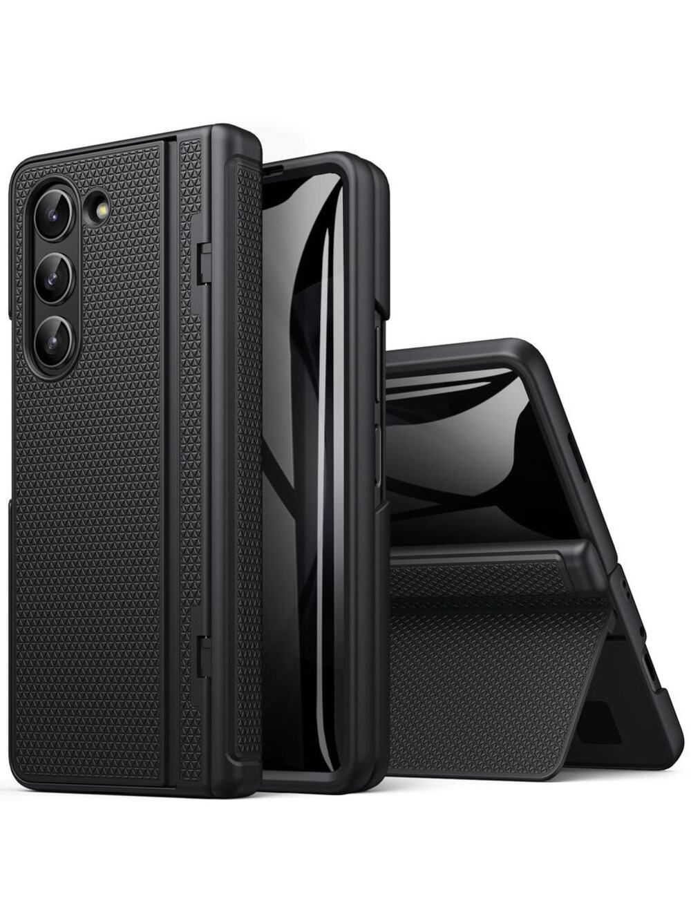 Black Case for Samsung Galaxy Z Fold 5 Privacy Screen Stand Hinge Protection